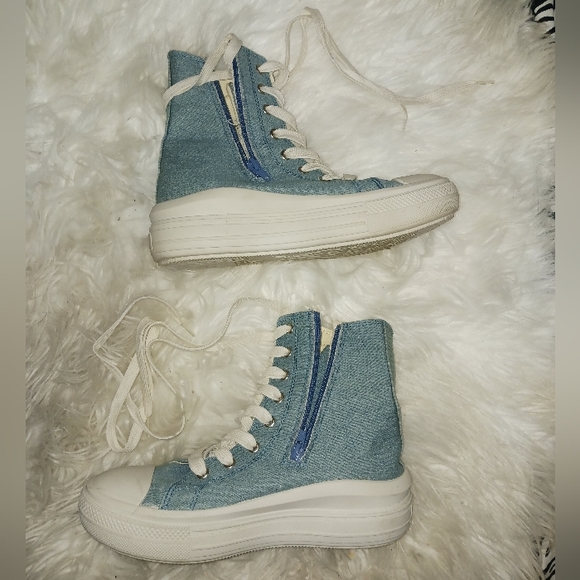 Liliana Women Denim swosh lace up high top sneakers - Picture 4 of 16